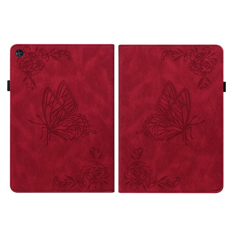 For Huawei MatePad SE Butterfly Flower Embossed Leather Tablet Case(Red)