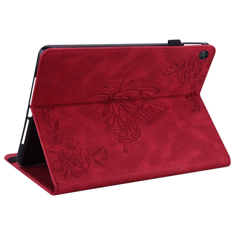 For Huawei MatePad SE Butterfly Flower Embossed Leather Tablet Case(Red)