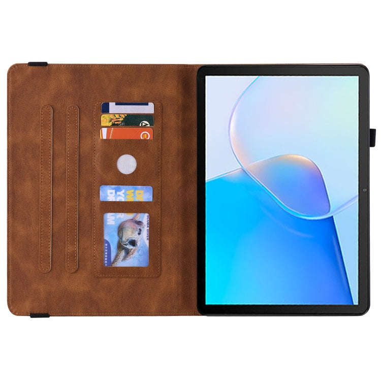 For Huawei MatePad SE Butterfly Flower Embossed Leather Tablet Case(Brown)