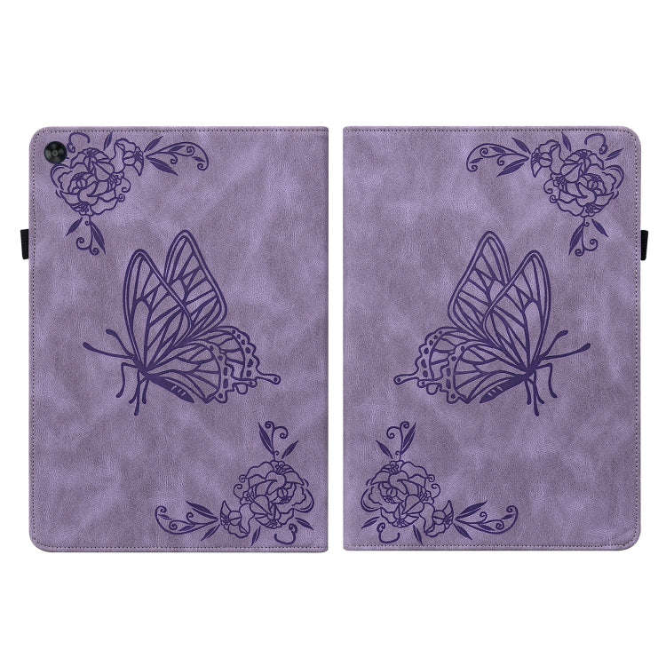 For Huawei MatePad SE Butterfly Flower Embossed Leather Tablet Case(Purple)
