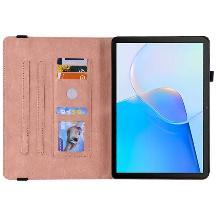 For Huawei MatePad SE Butterfly Flower Embossed Leather Tablet Case(Rose Gold)