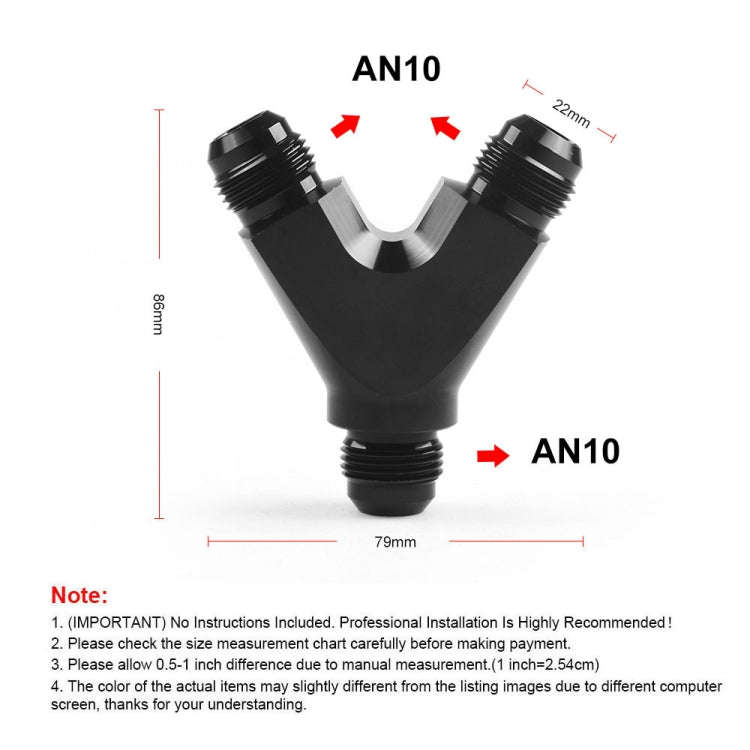 AN10 Car Modified Three-way Y-type Oil Pipe Joint Adapter