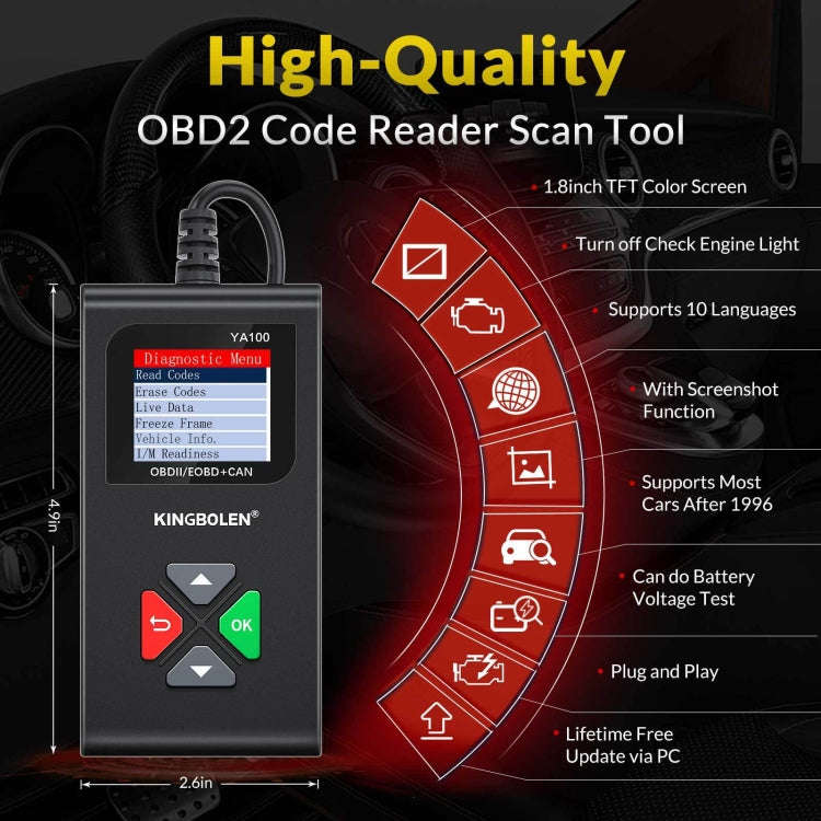KINGBOLEN YA100 OBD2 Car Engine Fault Diagnosis Tool