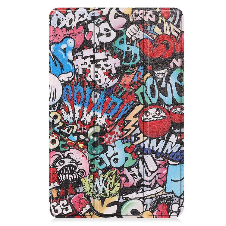 For Huawei Matepad SE 10.4 Custer Painted 3-Fold Holder Leather Tablet Case(Graffiti)