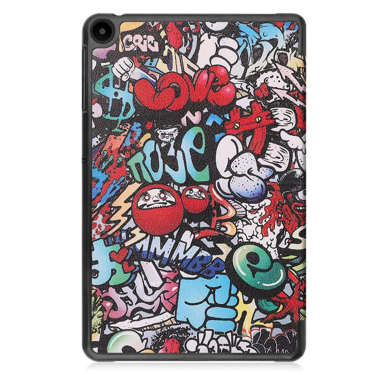 For Huawei Matepad SE 10.4 Custer Painted 3-Fold Holder Leather Tablet Case(Graffiti)