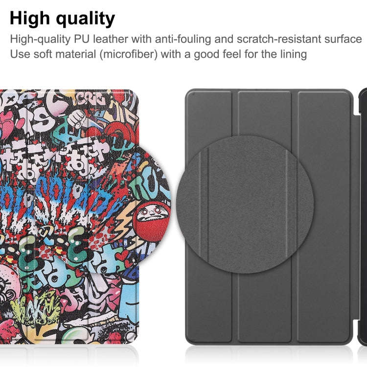 For Huawei Matepad SE 10.4 Custer Painted 3-Fold Holder Leather Tablet Case(Graffiti)