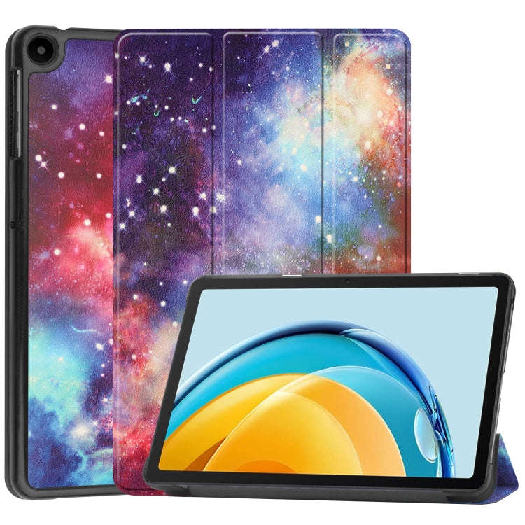 For Huawei Matepad SE 10.4 Custer Painted 3-Fold Holder Leather Tablet Case(Milky Way Nebula)