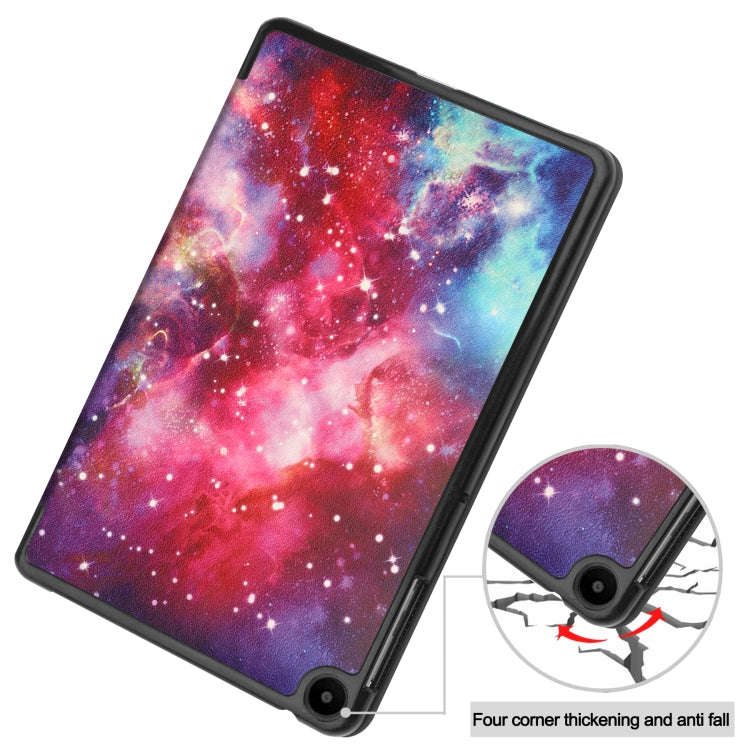 For Huawei Matepad SE 10.4 Custer Painted 3-Fold Holder Leather Tablet Case(Milky Way Nebula)