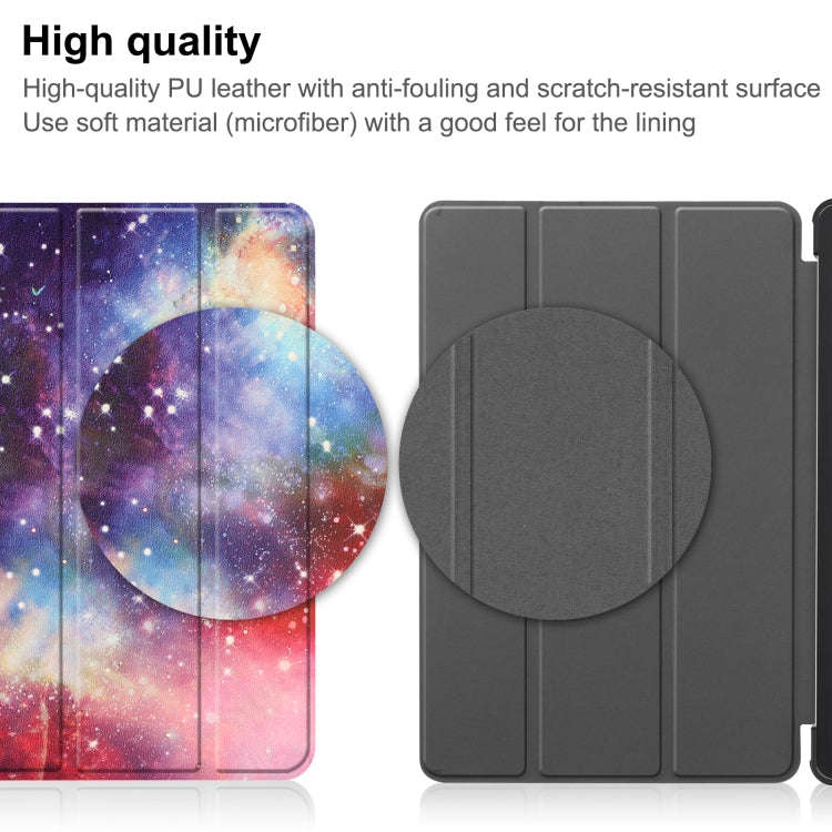 For Huawei Matepad SE 10.4 Custer Painted 3-Fold Holder Leather Tablet Case(Milky Way Nebula)
