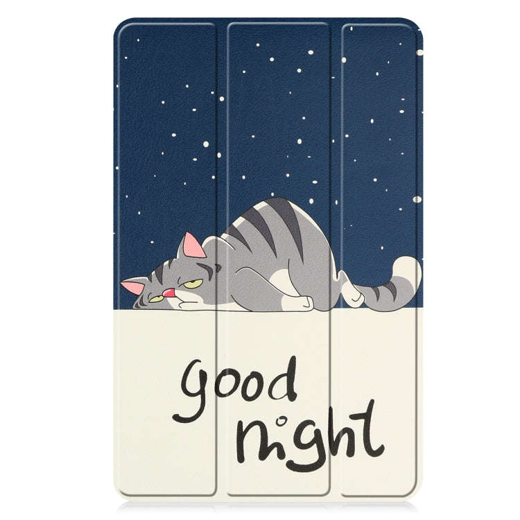 For Huawei Matepad SE 10.4 Custer Painted 3-Fold Holder Leather Tablet Case(Lazy Cat)
