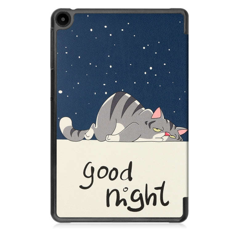For Huawei Matepad SE 10.4 Custer Painted 3-Fold Holder Leather Tablet Case(Lazy Cat)