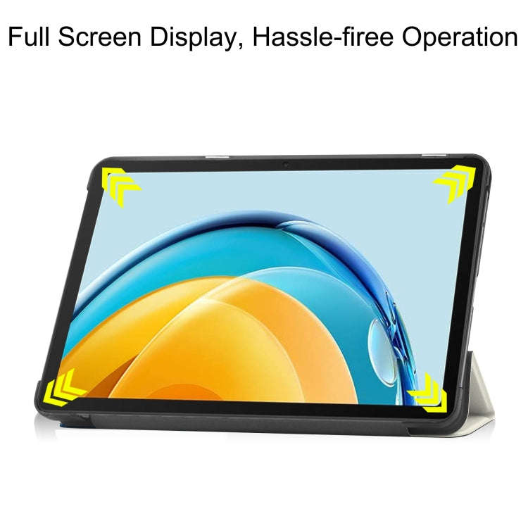 For Huawei Matepad SE 10.4 Custer Painted 3-Fold Holder Leather Tablet Case(Lazy Cat)