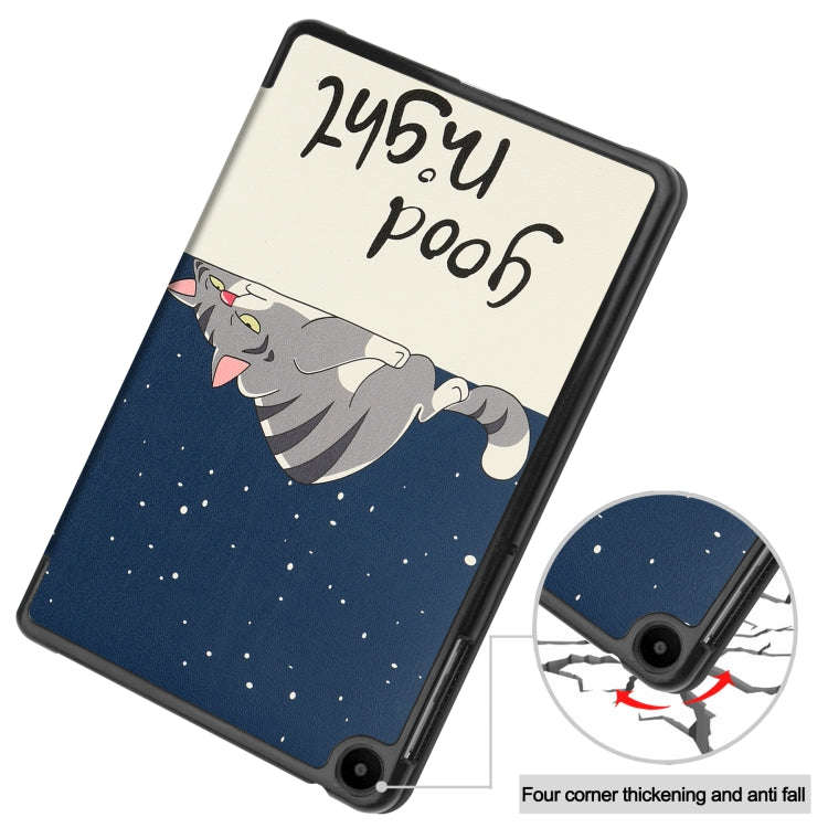 For Huawei Matepad SE 10.4 Custer Painted 3-Fold Holder Leather Tablet Case(Lazy Cat)