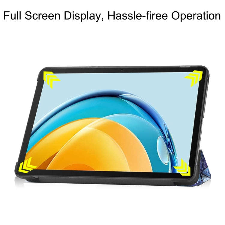 For Huawei Matepad SE 10.4 Custer Painted 3-Fold Holder Leather Tablet Case(Starry Sky)