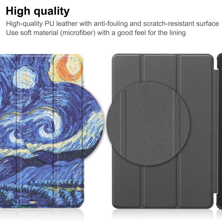 For Huawei Matepad SE 10.4 Custer Painted 3-Fold Holder Leather Tablet Case(Starry Sky)