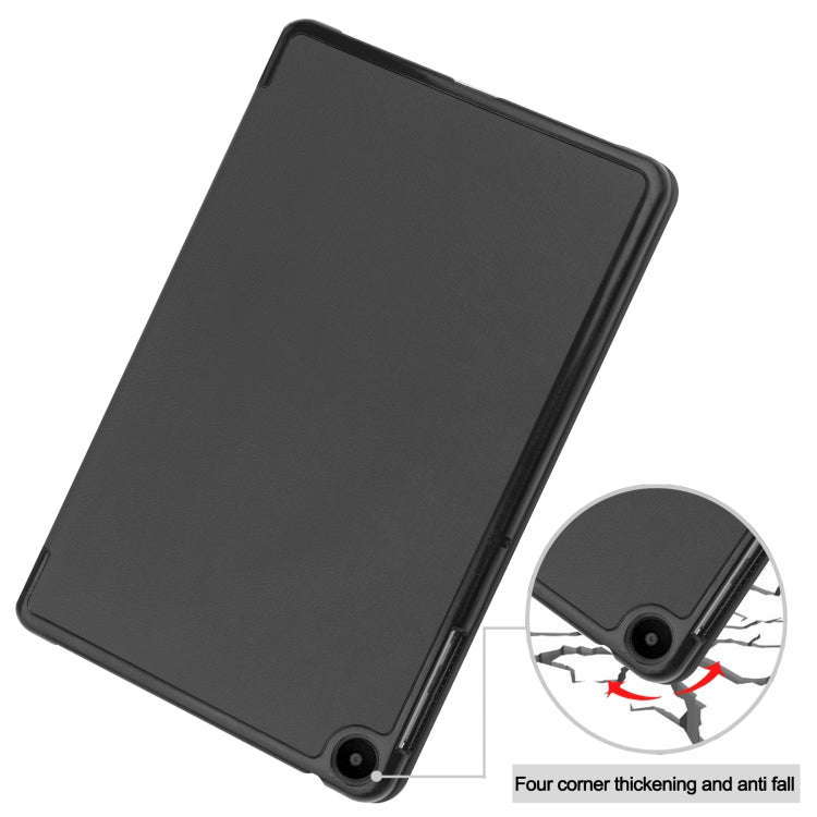 For Huawei Matepad SE 10.4 Custer Pure Color 3-Fold Holder Leather Tablet Case(Black)