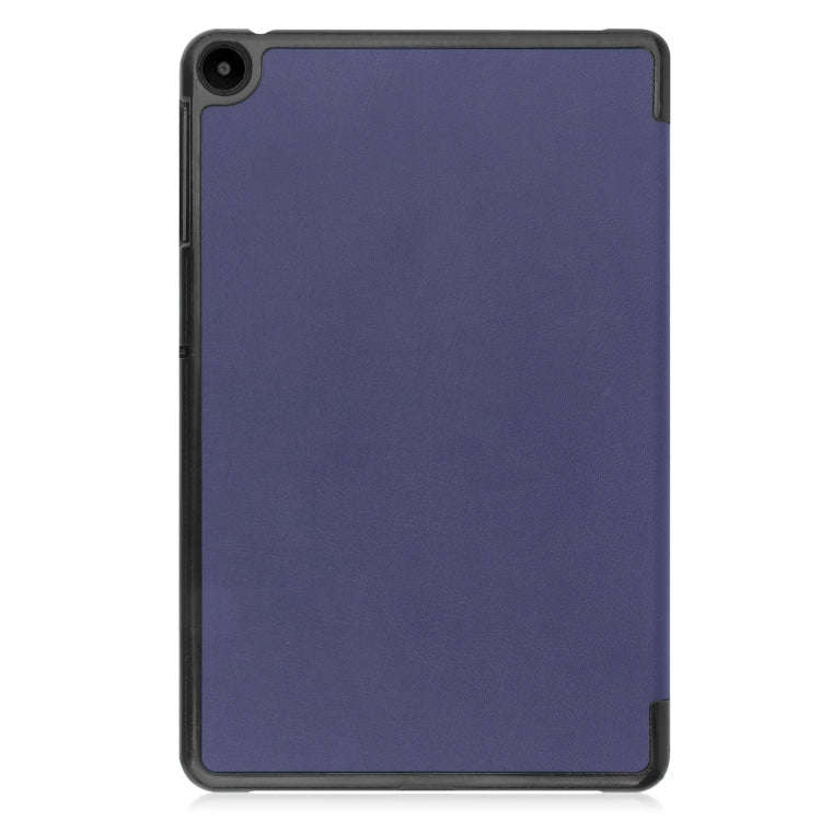 For Huawei Matepad SE 10.4 Custer Pure Color 3-Fold Holder Leather Tablet Case(Dark Blue)