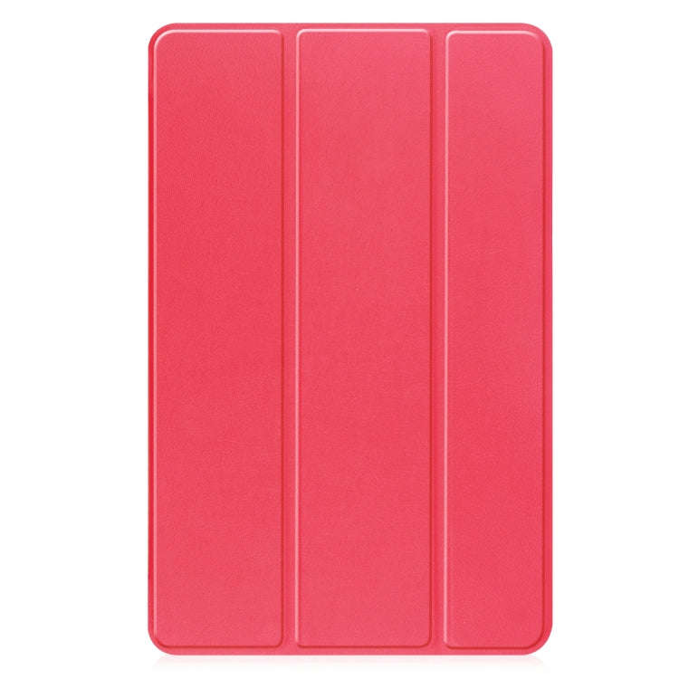 For Huawei Matepad SE 10.4 Custer Pure Color 3-Fold Holder Leather Tablet Case(Red)
