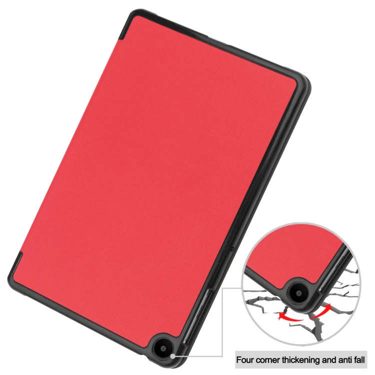 For Huawei Matepad SE 10.4 Custer Pure Color 3-Fold Holder Leather Tablet Case(Red)