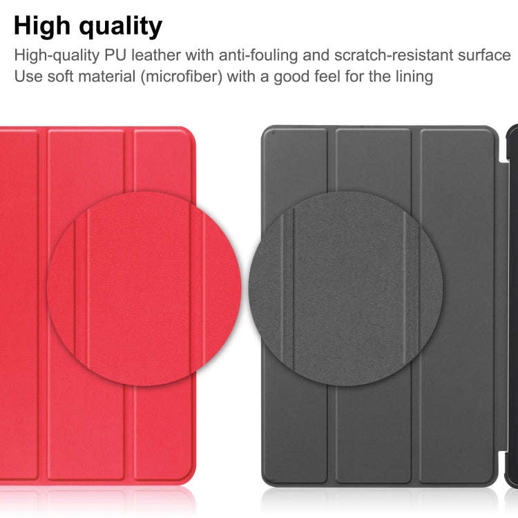 For Huawei Matepad SE 10.4 Custer Pure Color 3-Fold Holder Leather Tablet Case(Red)
