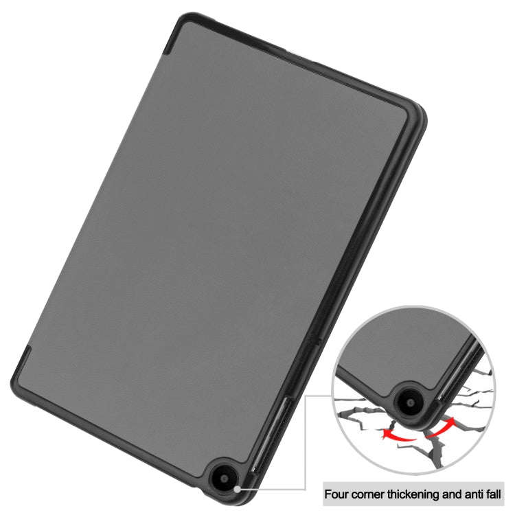For Huawei Matepad SE 10.4 Custer Pure Color 3-Fold Holder Leather Tablet Case(Grey)