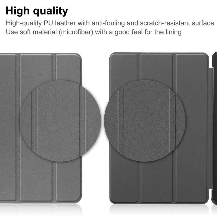 For Huawei Matepad SE 10.4 Custer Pure Color 3-Fold Holder Leather Tablet Case(Grey)