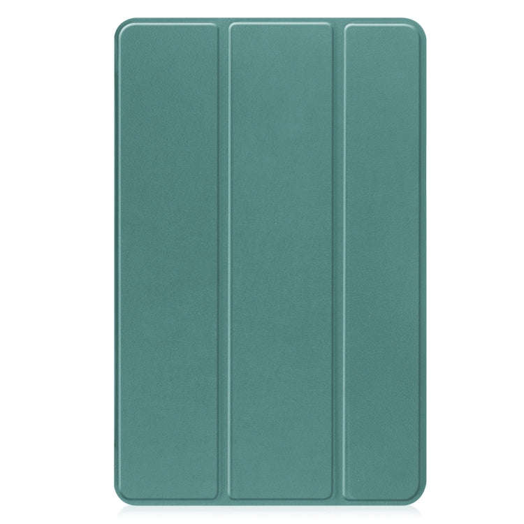 For Huawei Matepad SE 10.4 Custer Pure Color 3-Fold Holder Leather Tablet Case(Dark Green)