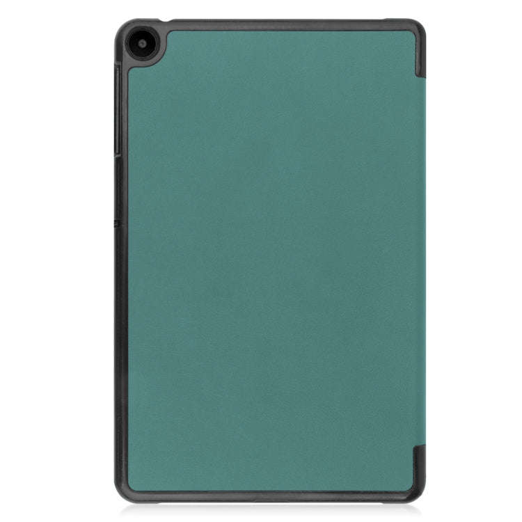 For Huawei Matepad SE 10.4 Custer Pure Color 3-Fold Holder Leather Tablet Case(Dark Green)