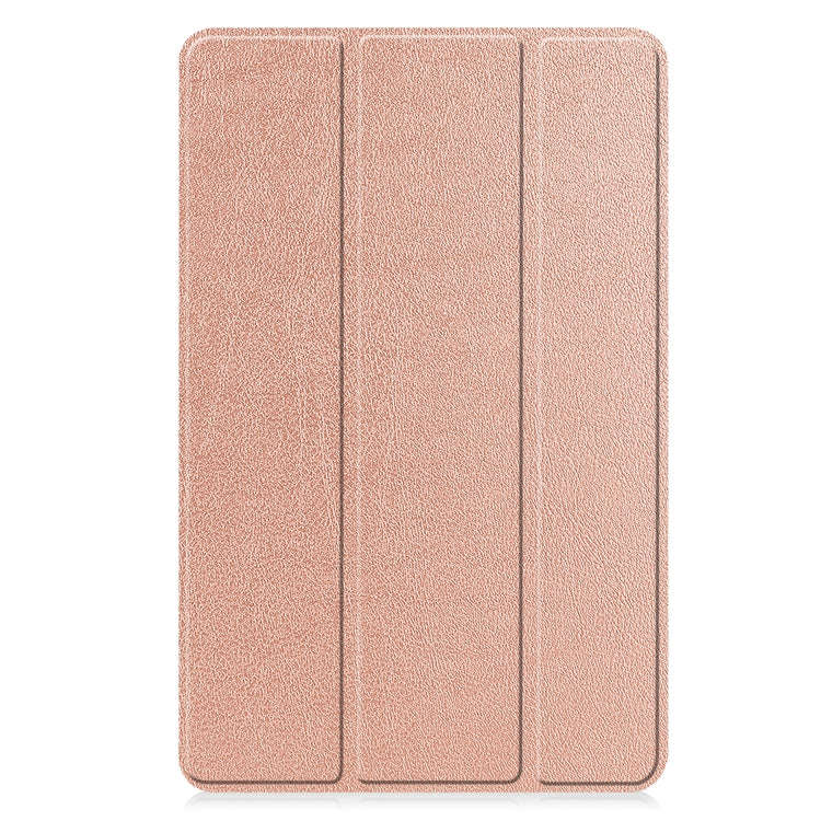 For Huawei Matepad SE 10.4 Custer Pure Color 3-Fold Holder Leather Tablet Case(Rose Gold)