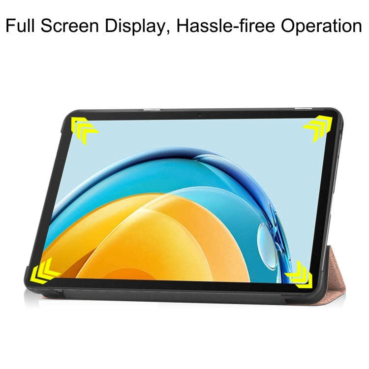 For Huawei Matepad SE 10.4 Custer Pure Color 3-Fold Holder Leather Tablet Case(Rose Gold)