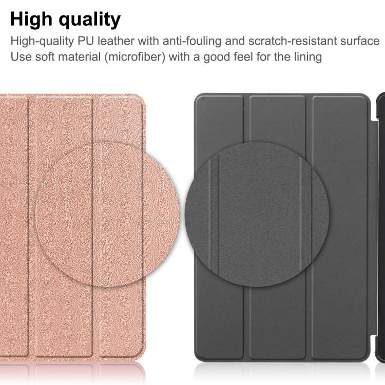 For Huawei Matepad SE 10.4 Custer Pure Color 3-Fold Holder Leather Tablet Case(Rose Gold)