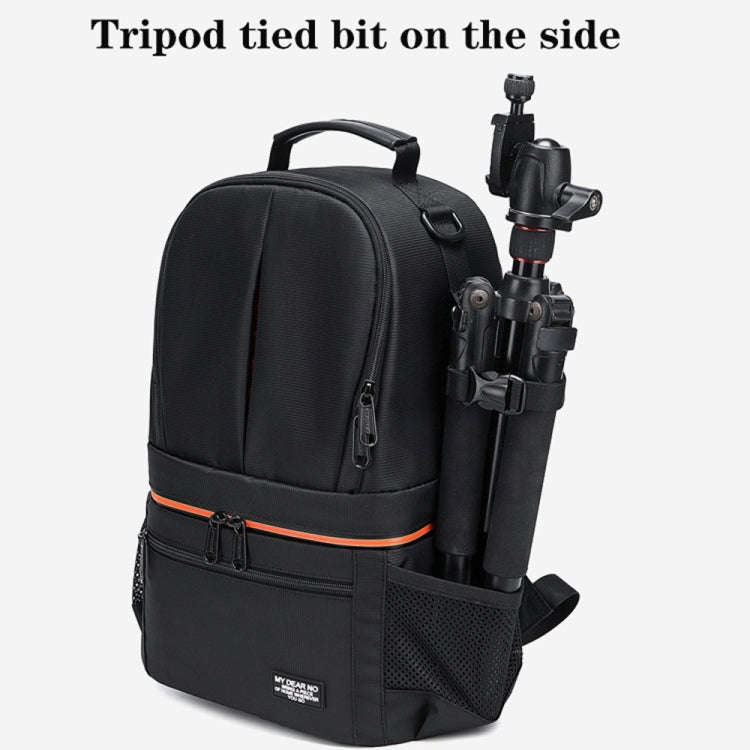 Large Capacity Waterproof Backpack Travel Shoulders Camera Bags(Black Grid Inner Red)