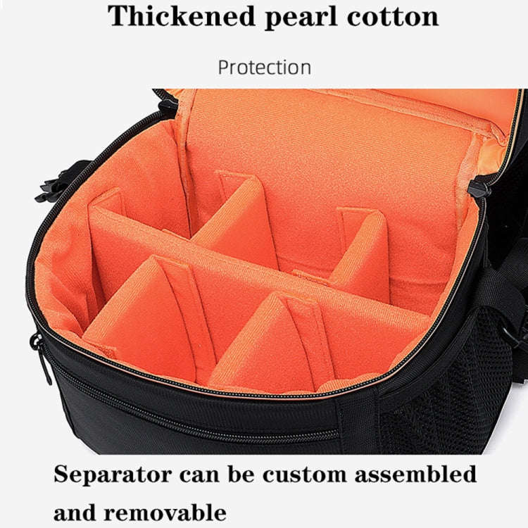 Large Capacity Waterproof Backpack Travel Shoulders Camera Bags(Black Grid Inner Red)