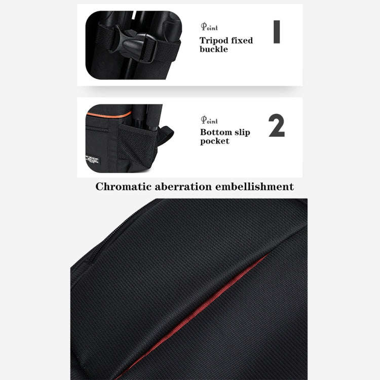 Large Capacity Waterproof Backpack Travel Shoulders Camera Bags(Gray Matte Inner Orange)