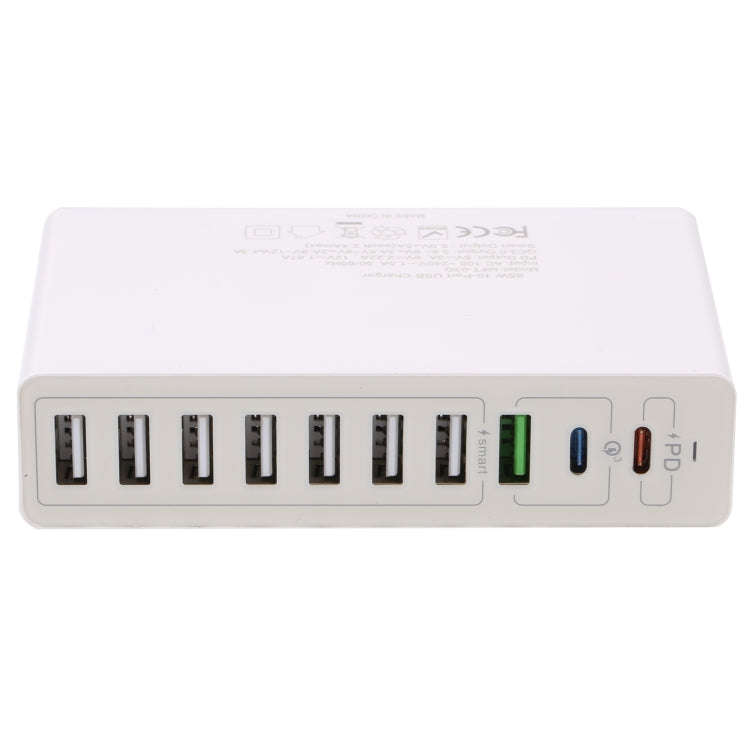 MFT-03Q 10 in 1 65W QC3.0 USB Smart Fast Charger, Plug Type:US Plug(White)
