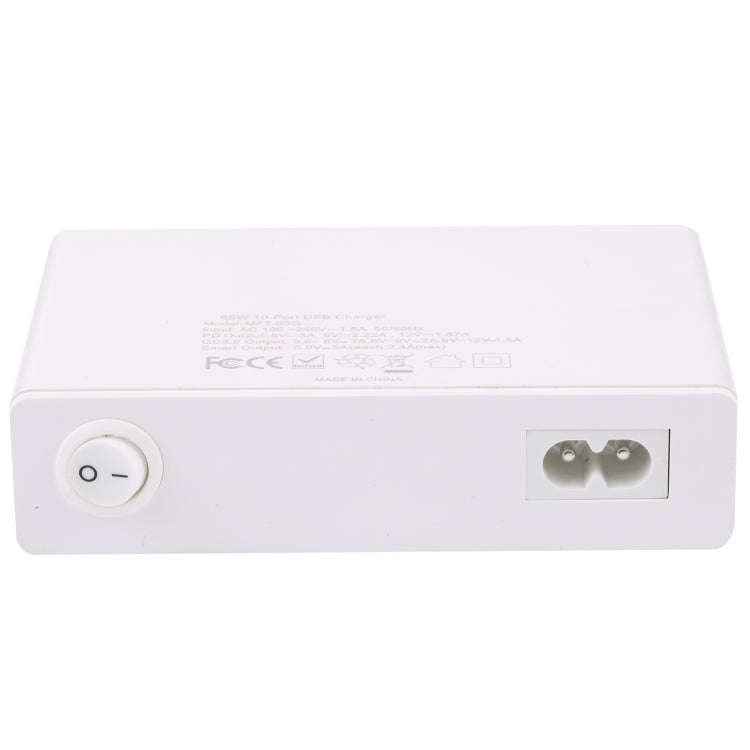 MFT-03Q 10 in 1 65W QC3.0 USB Smart Fast Charger, Plug Type:US Plug(White)
