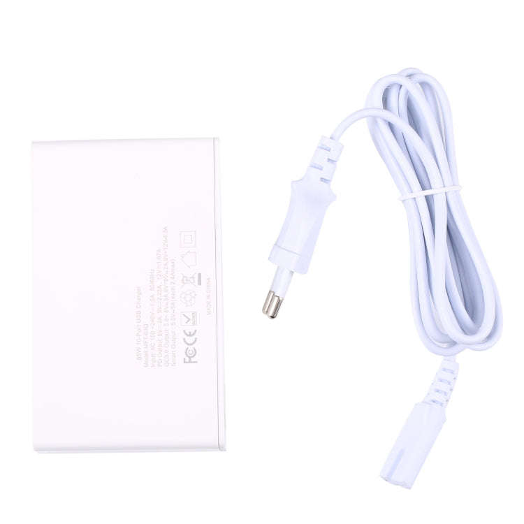 MFT-03Q 10 in 1 65W QC3.0 USB Smart Fast Charger, Plug Type:US Plug(White)