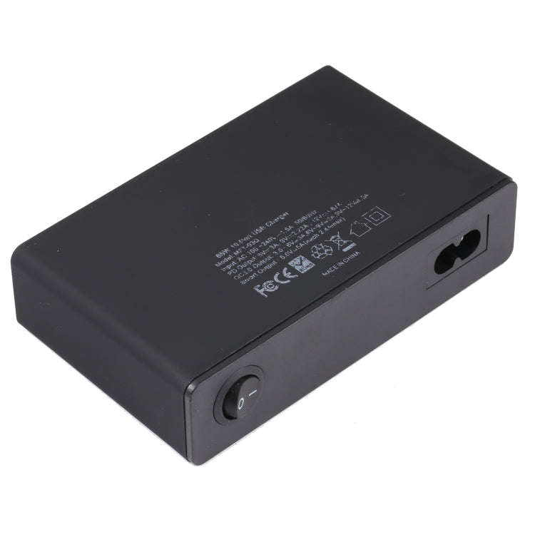 MFT-03Q 10 in 1 65W QC3.0 USB Smart Fast Charger, Plug Type:AU Plug(Black)