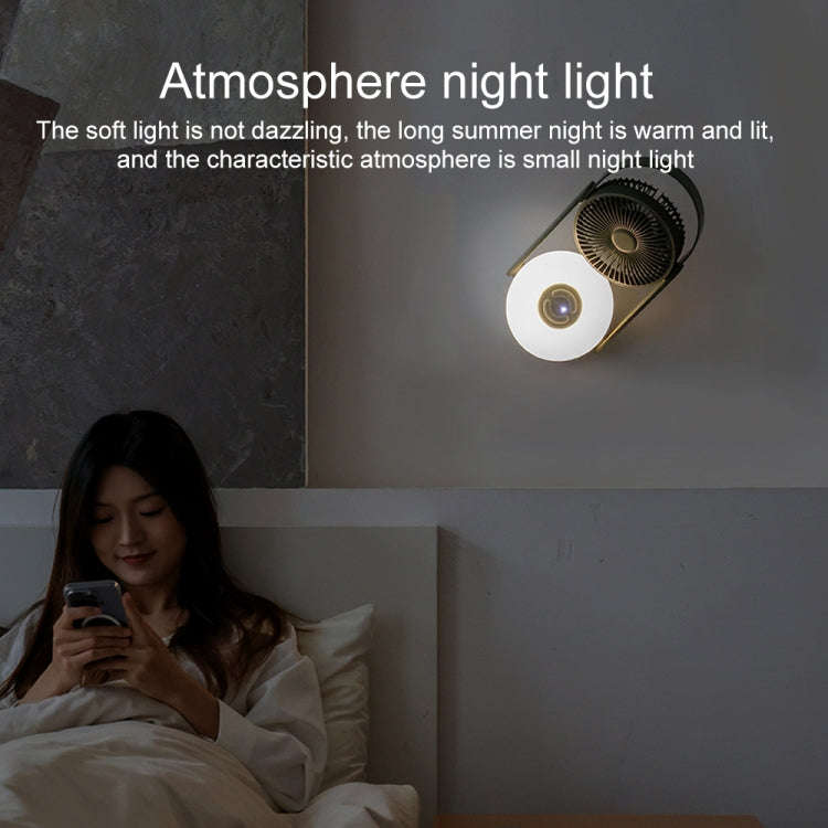 WT-F62 Outdoor Portable USB Charging Air Cooling Fan with LED Night Lamp(Army Green)