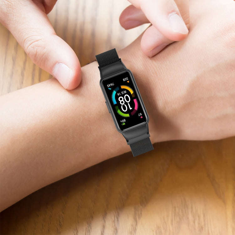 For Honor Band 7 Milan Magnetic Metal Watch Band(Black)