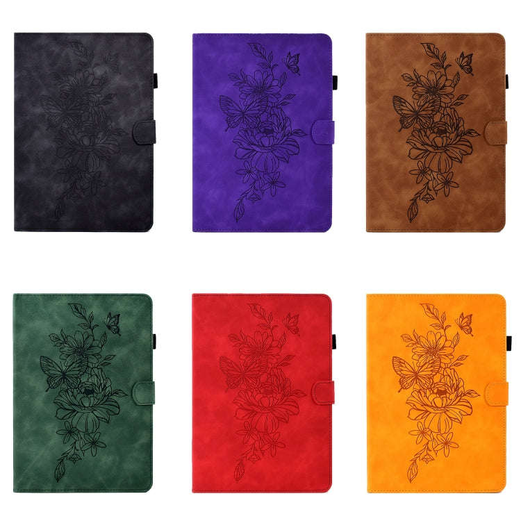 Peony Butterfly Embossed Leather Tablet Case For Huawei MatePad T 10 / T 10s / Honor Tablet Enjoy...