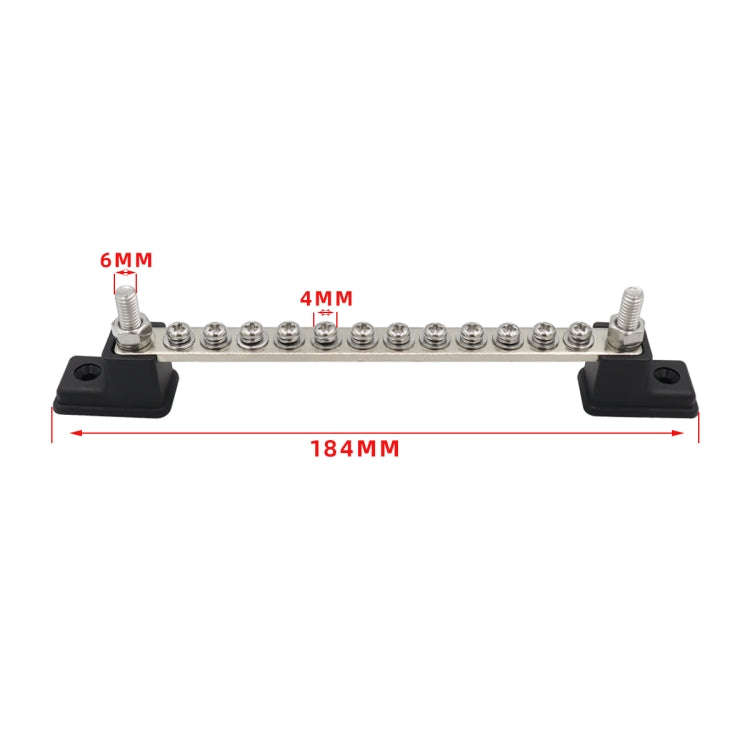CP-3051 150A 12-48V RV Yacht 12-way Busbar with 14pcs Terminals(Black)