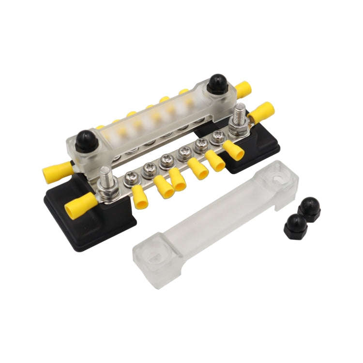 CP-3052 150A 12-48V RV Yacht Double-row 6-way Busbar with 16pcs Terminals(Black)