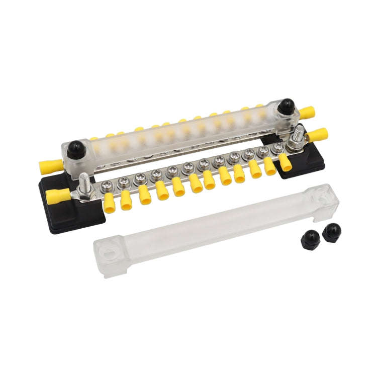 CP-3053 150A 12-48V RV Yacht Double-row 12-way Busbar with 28pcs Terminals(Black)