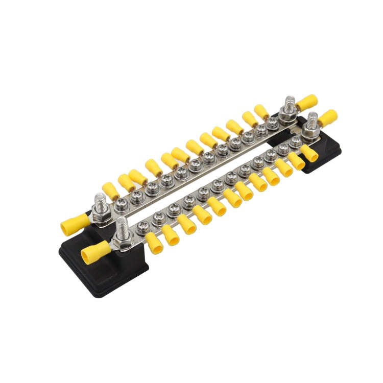 CP-3053 150A 12-48V RV Yacht Double-row 12-way Busbar with 28pcs Terminals(Black)