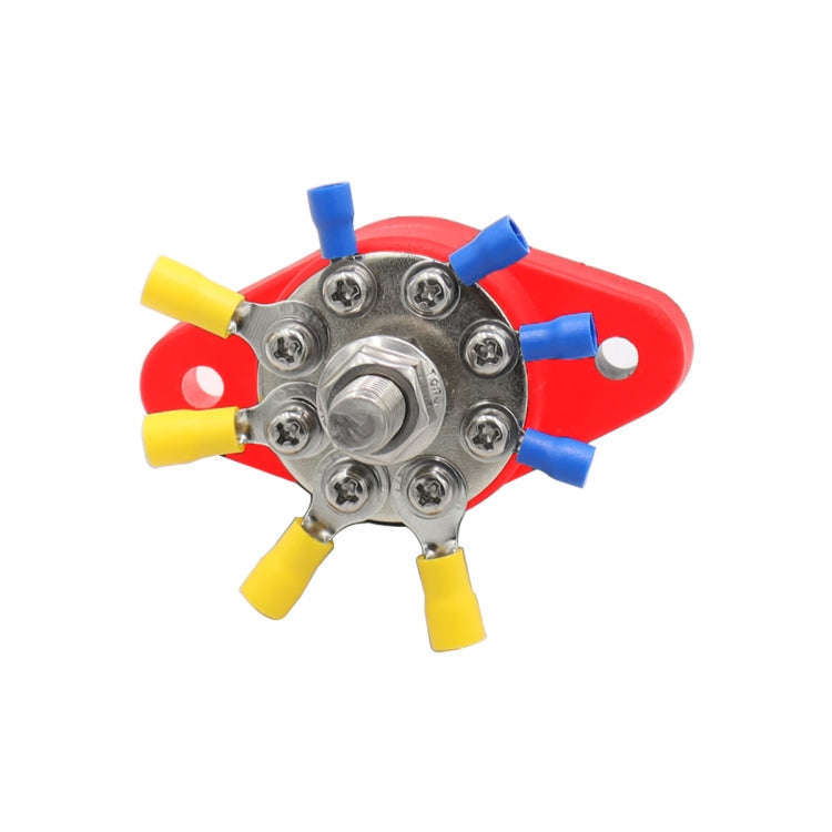 3/8 inch M10 RV Yacht 8-way Terminal Stud with 2 M5x20 Screws + 16pcs Terminals(Red)