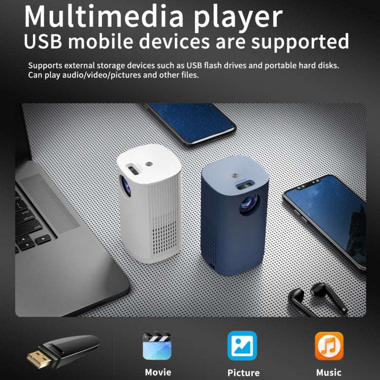 T1 480x360 800 Lumens Portable Mini LED Projector, Specification:EU Plug(White)
