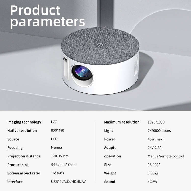 T2 800x480 1000 Lumens LED HD Mini Projector, Specification:AU Plug