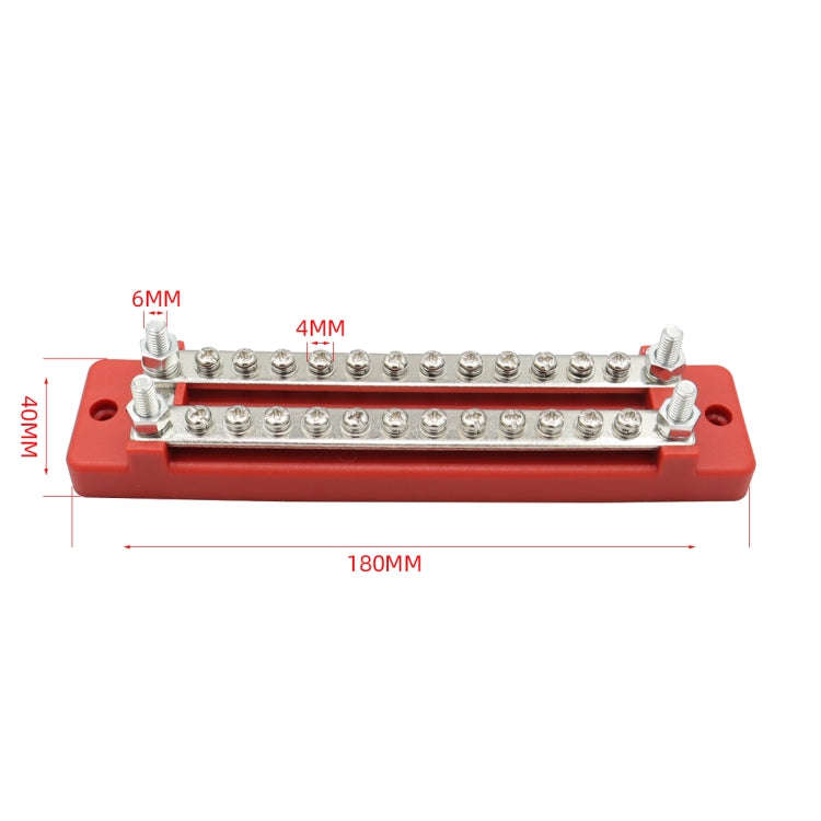 CP-3109-02 150A 12-48V RV Yacht Double-row 12-way Busbar(Red)