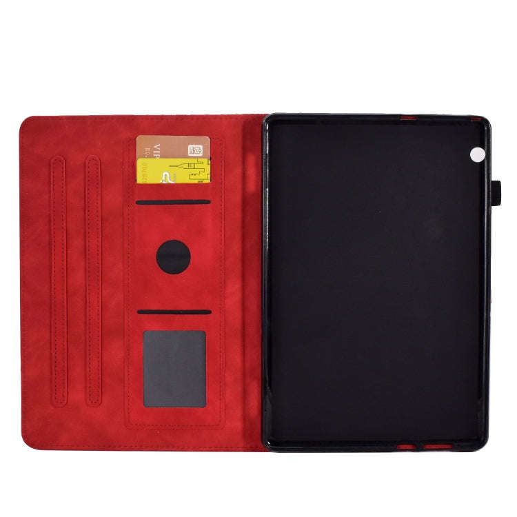 For Huawei MatePad T5 10.0 Rhombus Embossed Leather Smart Tablet Case(Red)